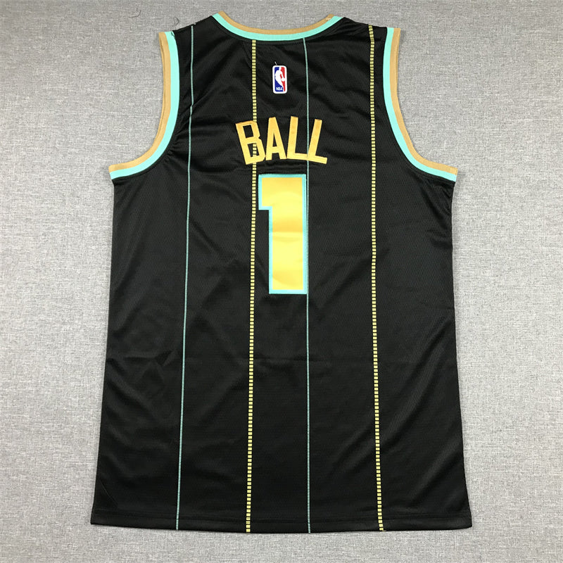 Men's Charlotte Hornets LaMelo Ball #1 Black 2022/23 Swingman jersey1 - City Edition