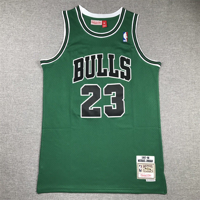 Men's Chicago Bulls Michael Jordan #23 Green 1997-98 Hardwood Classics Authentic Jersey1