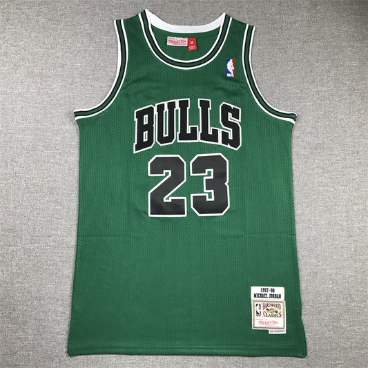 Men's Chicago Bulls Michael Jordan #23 Green 1997-98 Hardwood Classics Authentic Jersey1
