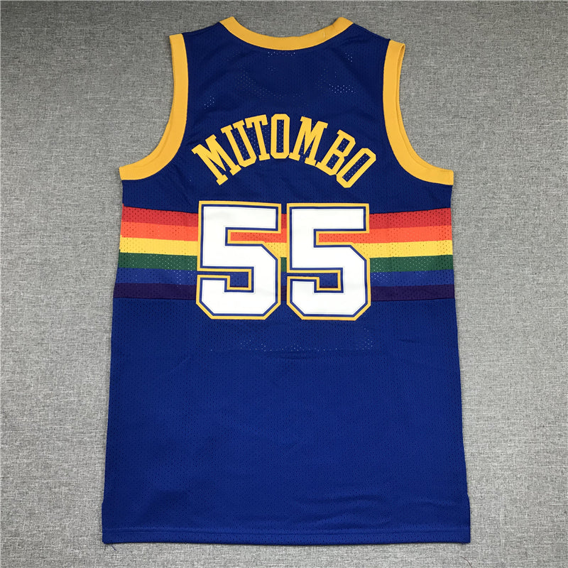 Men's Denver Nuggets Dikembe Mutombo 1991-92 Blue Hardwood Classics Swingman Jersey1