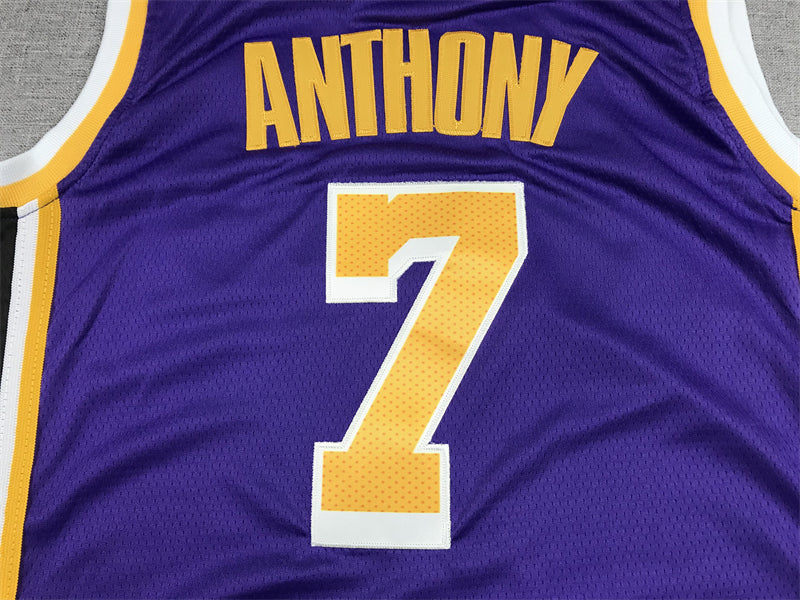 Men's Los Angeles Lakers Carmelo Anthony #7 Purple Fast Break Replica Jersey1
