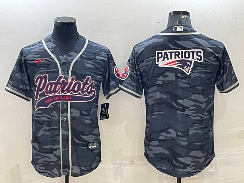 Men's New England Patriots Grey Camouflage Game Jersey1