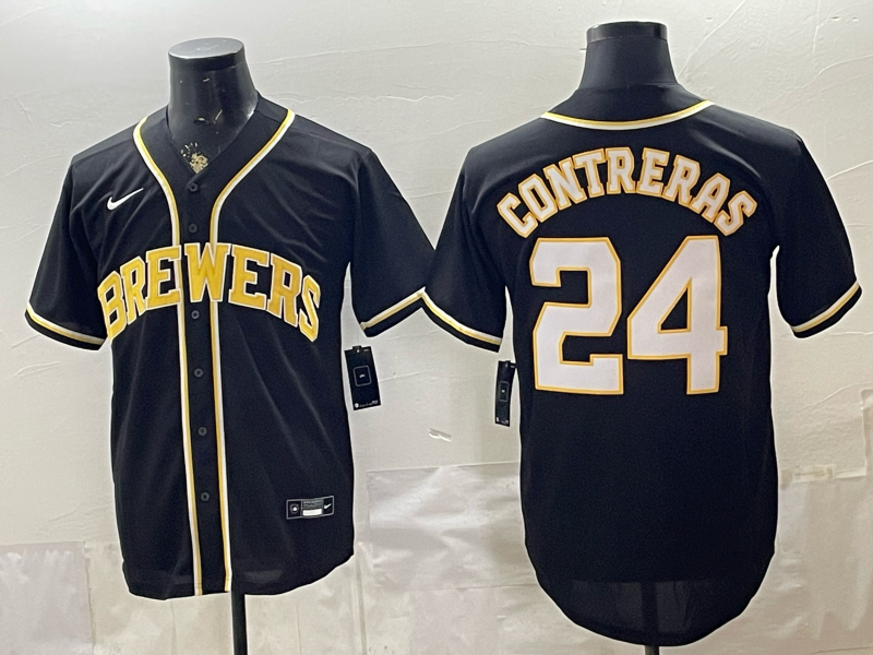 Men's Milwaukee Brewers William Contreras #24 Black Limited Player Jersey