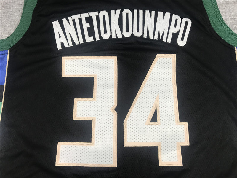 Men's Milwaukee Bucks Giannis Antetokounmpo #34 Black Player Jersey1