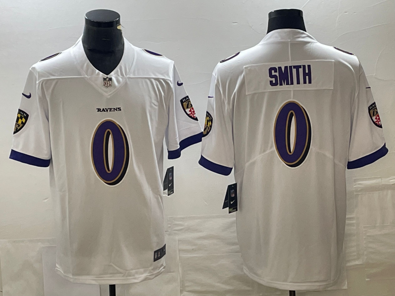 Men's Baltimore Ravens Roquan Smith #0 White Team Game Jersey1