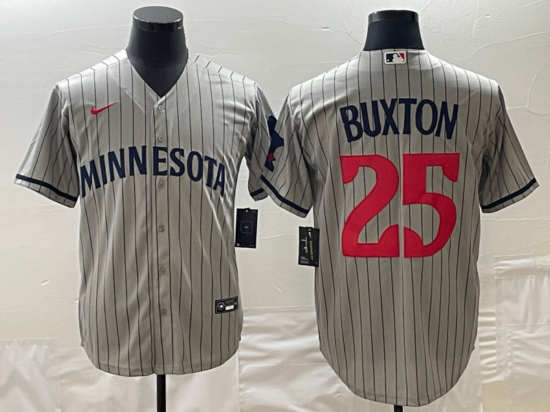Men's Minnesota Twins Byron Buxton #25 Gray Alternate Replica Player Jersey1