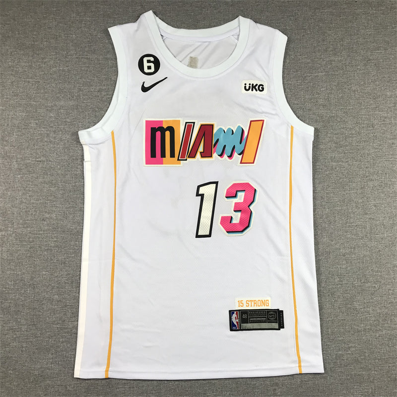 Men's Miami Heat Bam Adebayo #13 White 2022/23 Swingman Jersey1 - City Edition
