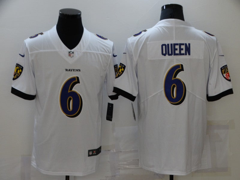 Men's Baltimore Ravens Patrick Queen #6 White Game Jersey1