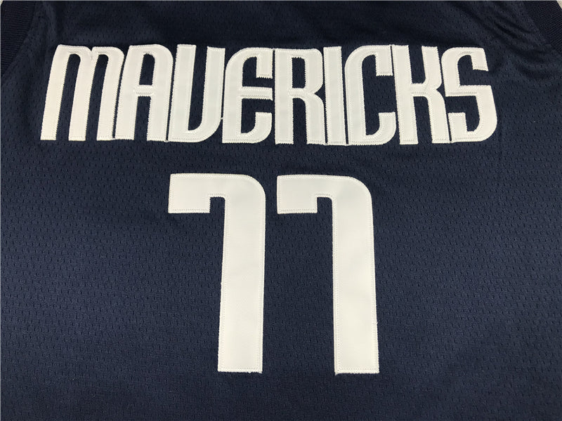 Men's Dallas Mavericks Luka Doncic #77 NBA Dark Blue Replica Jersey1
