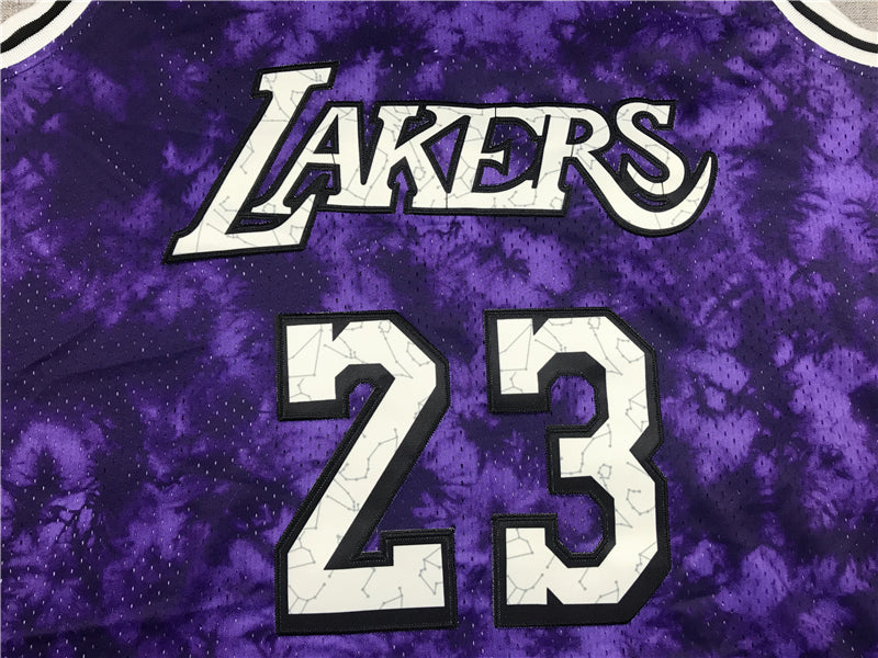 Men's Los Angeles Lakers LeBron James #23 Purple Galaxy Swingman Jersey1
