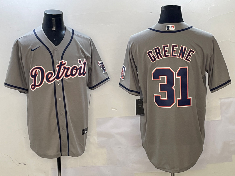 Men's Detroit Tigers Riley Greene #31 Gray Replica Player Jersey1