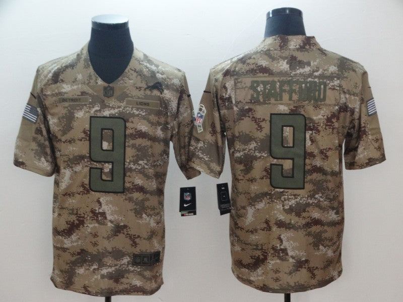 Men's Detroit Lions Matthew Stafford #9 Camouflage Game Jersey1
