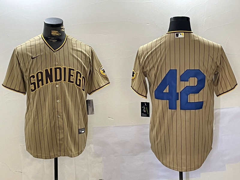 Men's San Diego Padres #42 Tan 2024 Jackie Robinson Day Home Limited Jersey1