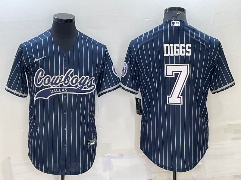 Men's Dallas Cowboys Trevon Diggs #7 Navy Player Jersey1 Joint Edition