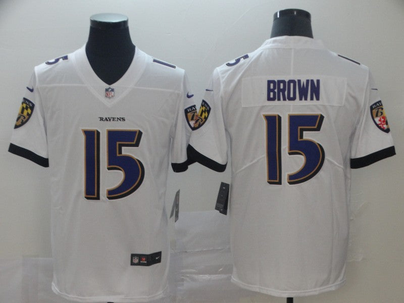 Men's Baltimore Ravens Marquise Brown #15 White Game Jersey1