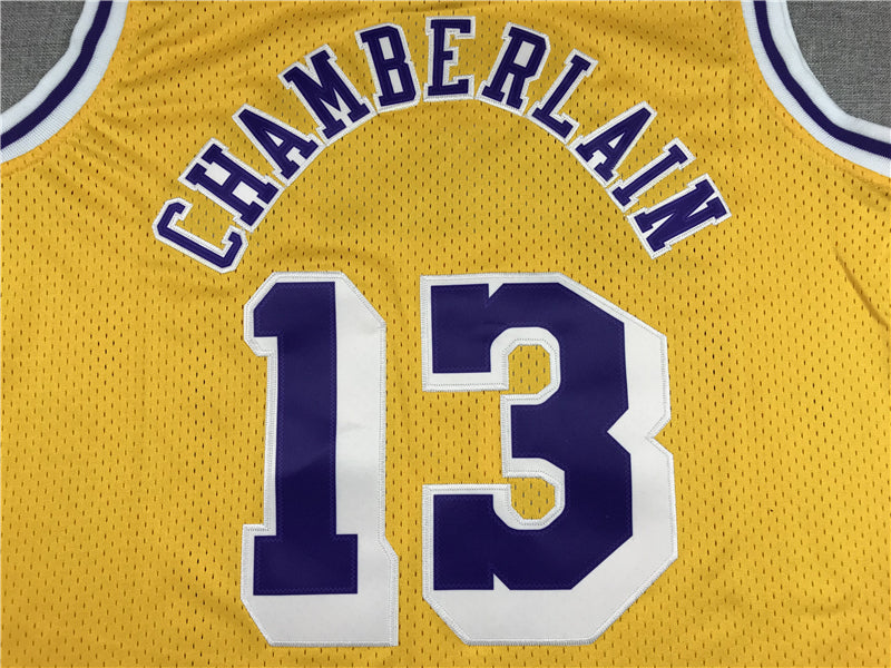 Men's Los Angeles Lakers Wilt Chamberlain #13 Yellow Classics Swingman Jersey1