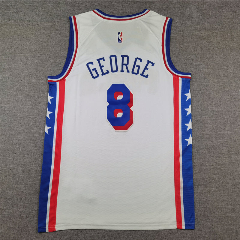 Men's Philadelphia 76ers Paul George #8 White Swingman Jersey1 - Association Edition
