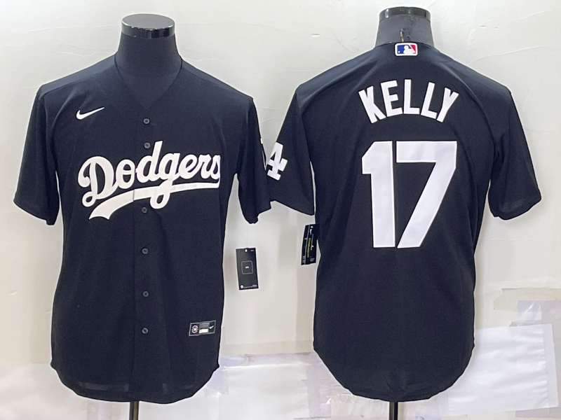 Men's Los Angeles Dodgers Joe Kelly #17 Black Replica Baseball Jersey1