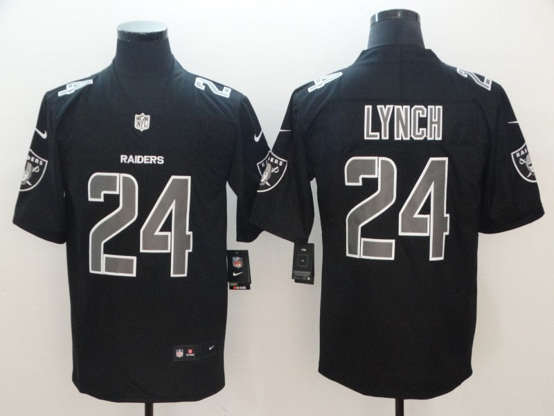 Men's Las Vegas Raiders Marshawn Lynch #24 Black Game Player Jersey1