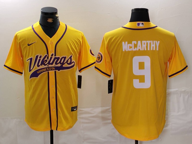 Men's Minnesota Vikings J.J. McCarthy #9 Yellow Game Jersey1