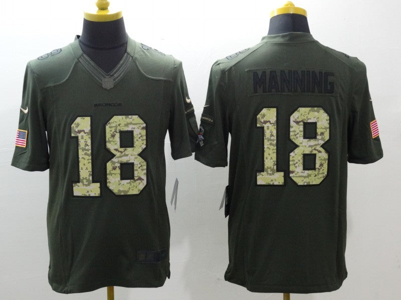 Men's Denver Broncos Peyton Manning #18 Army Green Game Jersey1