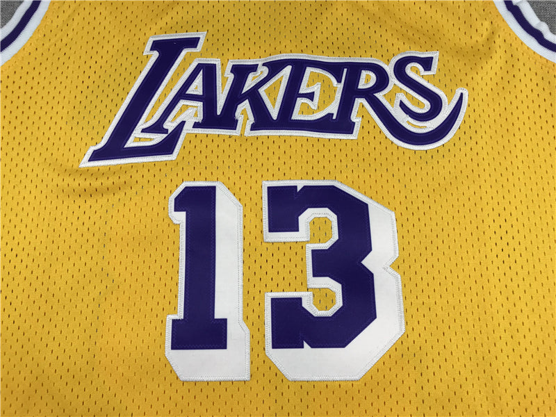 Men's Los Angeles Lakers Wilt Chamberlain #13 Yellow Classics Swingman Jersey1