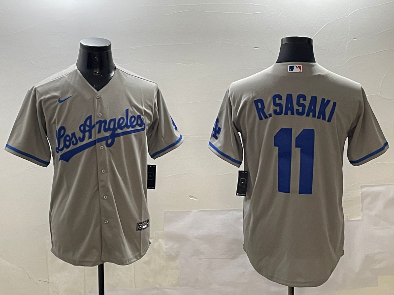 Men's Los Angeles Dodgers Roki Sasaki #11 Gray Alternate Replica Team Jersey1
