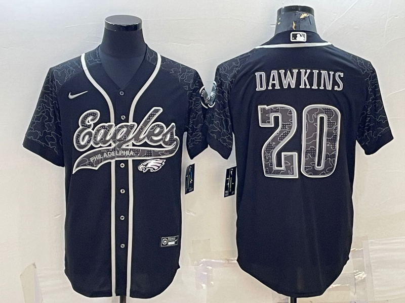 Men's Philadelphia Eagles Brian Dawkins #20 Black RFLCTV Limited Jersey1 Joint Edition