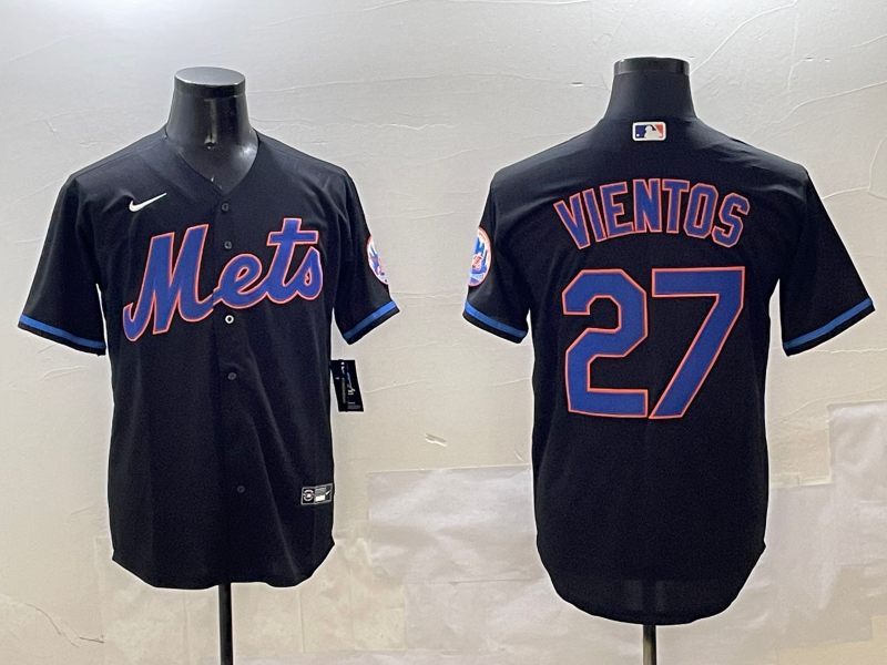 Men's New York Mets Mark Vientos #27 Black Replica Player Jersey1