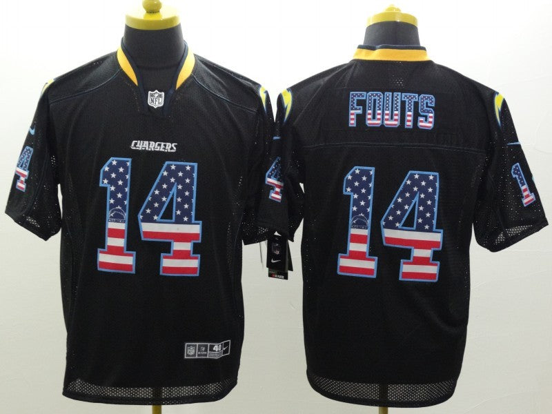 Men's Los Angeles Chargers Dan Fouts #14 Black Game Jersey1