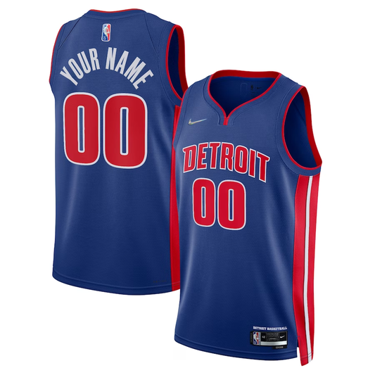 Men's Detroit Pistons Blue 2021/22 Diamond Swingman Custom Jersey1 - Icon Edition