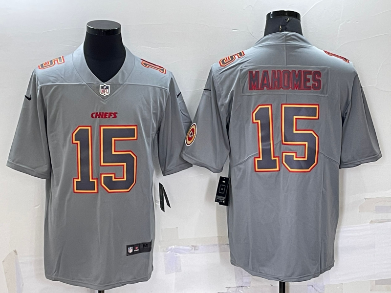 Men's Kansas City Chiefs Patrick Mahomes #15 Grey Game Jersey1