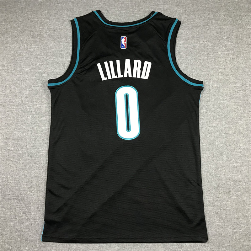Men's Portland Trail Blazers Damian Lillard #0 Black 2022/23 Fastbreak Jersey1 - City Edition