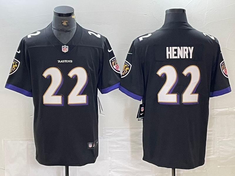 Men's Baltimore Ravens Derrick Henry #22 Black Game Player Jersey1