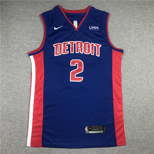 Men's Detroit Pistons Cade Cunningham #2 Blue 2021 Fast Break Replica Jersey1