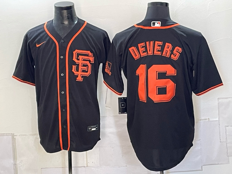 Men's San Francisco Giants Rafael Devers #16 Black Replica Jersey