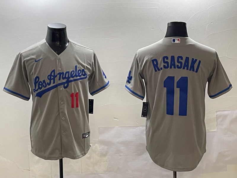 Men's Los Angeles Dodgers Roki Sasaki #11 Gray Alternate Replica Player Jersey1