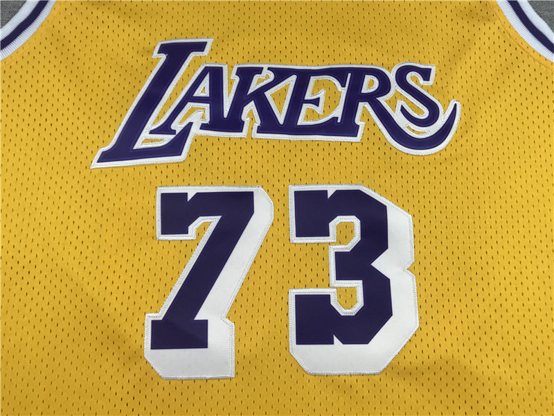 Men's Los Angeles Lakers Dennis Rodman Classics Swingman Jersey1 - Retro Yellow