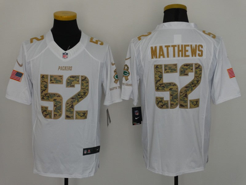 Men's Green Bay Packers Clay Matthews #52 White Player Game Jersey1