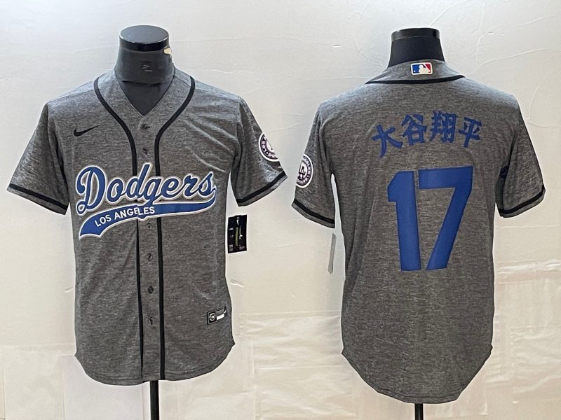 Men's Los Angeles Dodgers Shohei Ohtani #17 Gray Player Game Jersey1 Joint Edition