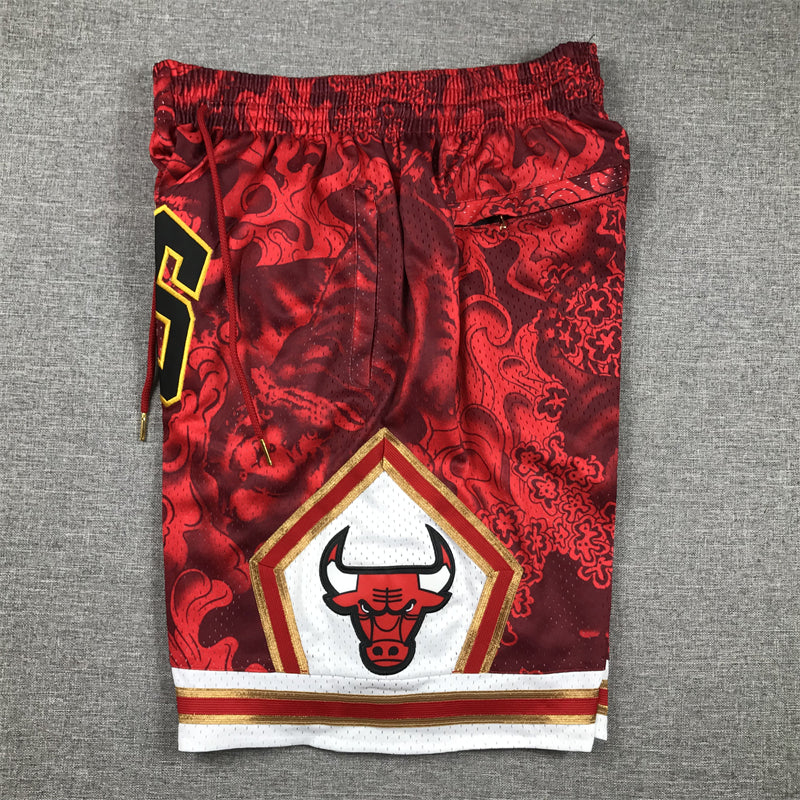 Men's Chicago Bulls Tiger Year Limited Edition Red Basketball Shorts1