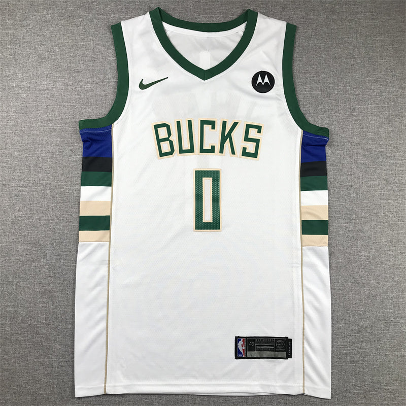 Men's Milwaukee Bucks Damian Lillard #0 White Fast Break Player Jersey1 - Association Edition
