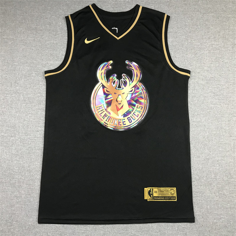Men's Milwaukee Bucks Giannis Antetokounmpo #34 NBA Black Swingman Player Jersey1