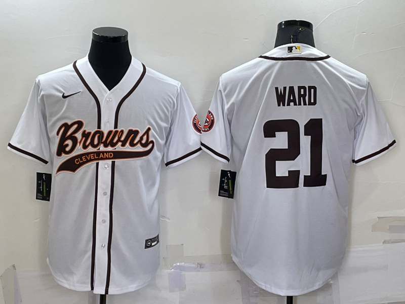 Men's Cleveland Browns Denzel Ward #21 White Game Jersey1 Joint Edition