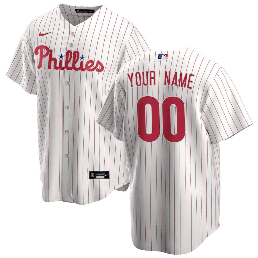 Men's Philadelphia Phillies White Home Replica Custom Jersey1