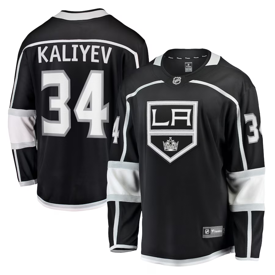 Men's Los Angeles Kings Arthur Kaliyev #34 Black Home Breakaway Player Jersey1