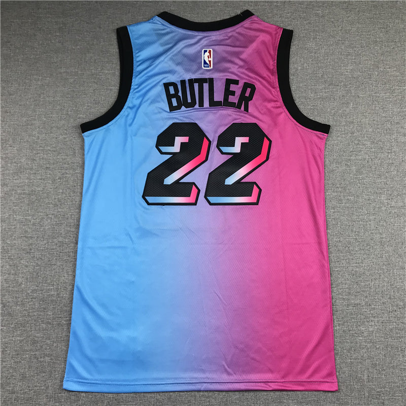 Men's Miami Heat Jimmy Butler #22 NBA Pink Blue Swingman Jersey1 - City Edition