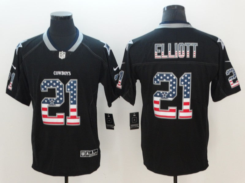 Men's Dallas Cowboys Ezekiel Elliott #21 Black Authentic Game Jersey1
