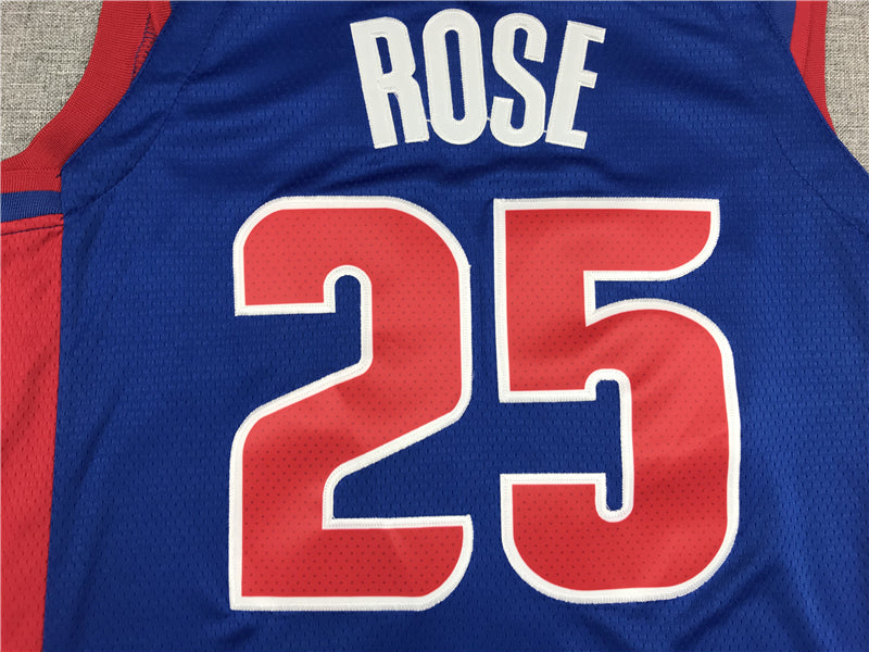 Men's Detroit Pistons Derrick Rose Blue 2021/22 Fast Break Replica Jersey1