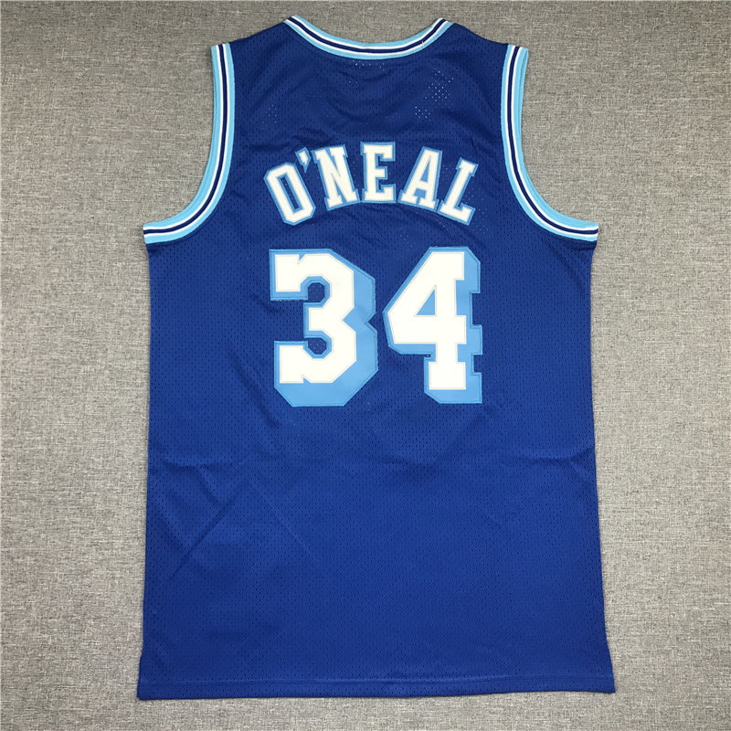 Men's Los Angeles Lakers Shaquille O'Neal Blue Hardwood Classics Swingman Jersey1